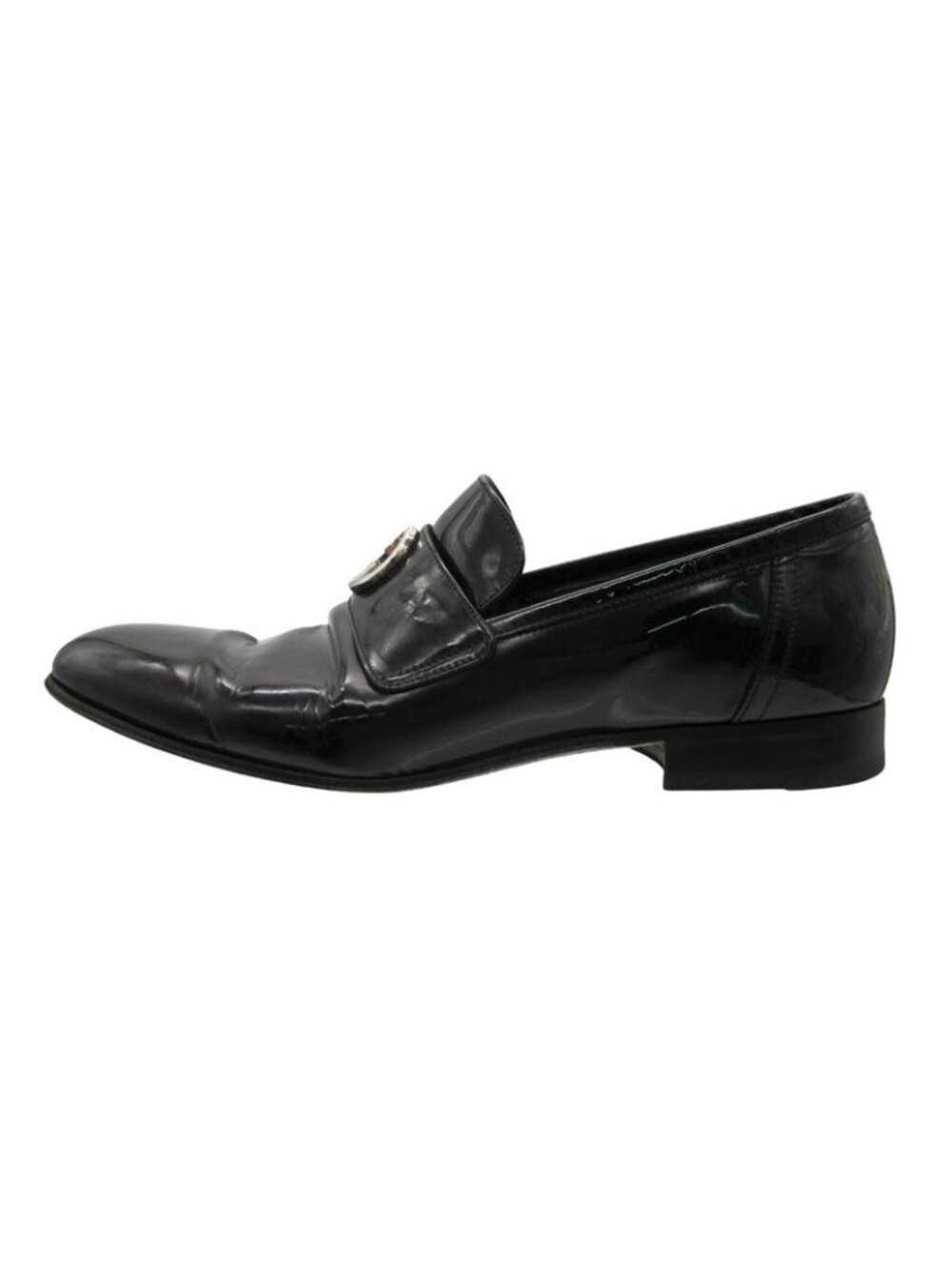 Gucci Loafers Interlocking Patent Leather Shoes Black 9 - Picture 2 of 10